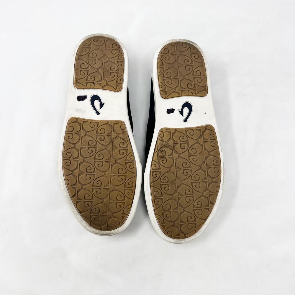 [OluKai] Pehuea Black Textured Embossed Suede Leather Slip On Sneakers Size 6 - Picture 9 of 10